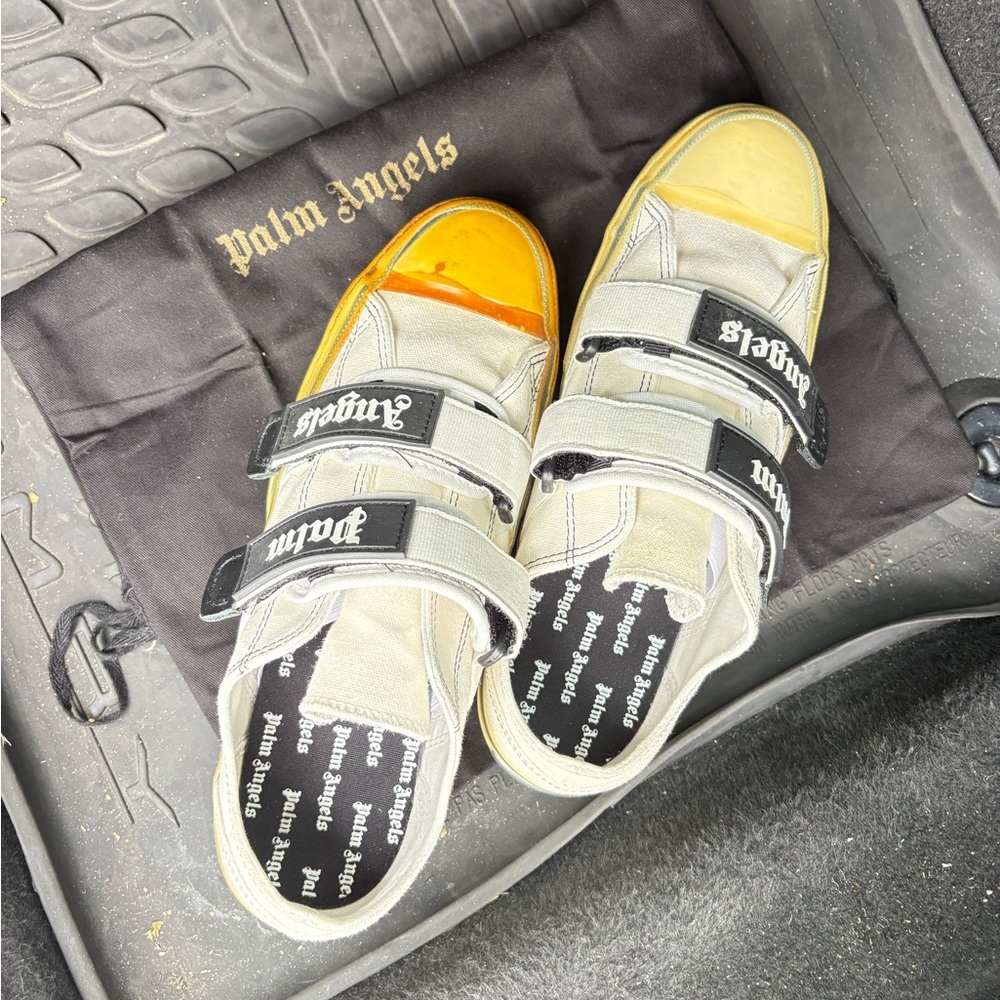 Palm Angels Black and Yellow Strap Sandals